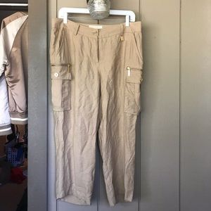 Micheal Kors Cargo Linen/Crepe Capri Pants NWOT